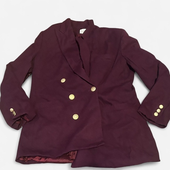 Vintage Jos. A. Bank Women’s Double-Breasted Blazer – Burgundy – Size 10